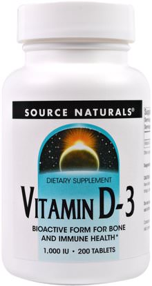 Source Naturals, Vitamin D-3, 1,000 IU, 200 Tablets ,الفيتامينات، فيتامين d3