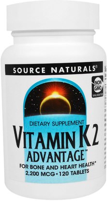 Source Naturals, Vitamin K2 Advantage, 2,200 mcg, 120 Tablets ,الفيتامينات، فيتامين k