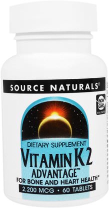 Source Naturals, Vitamin K2 Advantage, 2,200 mcg, 60 Tablets ,الفيتامينات، فيتامين k