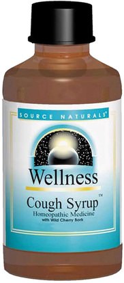 Source Naturals, Wellness, Cough Syrup, 8 fl oz (236 ml) ,المكملات الغذائية، المثلية، الانفلونزا الباردة والفيروسية، شراب السعال