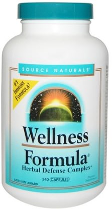 Source Naturals, Wellness Formula, Herbal Defense Complex, 240 Capsules ,المكملات الغذائية، المضادات الحيوية، إشنسا، الصحة، البرد والانفلونزا