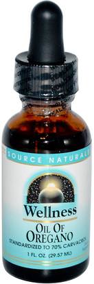 Source Naturals, Wellness, Oil of Oregano, 1 fl oz (29.57 ml) ,والمكملات الغذائية، زيت الزعتر، سائل زيت الزعتر، والصحة، والانفلونزا الباردة والفيروسية، ومنتجات صيغة العافية