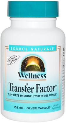 Source Naturals, Wellness Transfer Factor, 125 mg, 60 Veggie Caps ,والصحة، والانفلونزا الباردة والفيروسية، ونظام المناعة، ومنتجات صيغة العافية