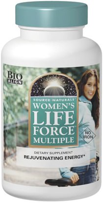 Source Naturals, Womens Life Force Multiple, No Iron, 180 Tablets ,الفيتامينات، النساء الفيتامينات المتعددة، قوة الحياة