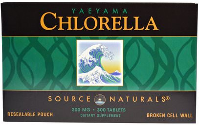 Source Naturals, Yaeyama Chlorella, 200 mg, 300 Tablets ,المكملات الغذائية، سوبرفوودس، كلوريلا