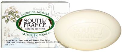South of France, Blooming Jasmine, French Milled Oval Soap with Organic Shea Butter, 6 oz (170 g) ,حمام، الجمال، الصابون، زبدة الشيا