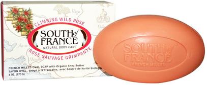 South of France, Climbing Wild Rose, French Milled Oval Soap with Organic Shea Butter, 6 oz (170 g) ,حمام، الجمال، الصابون، زبدة الشيا