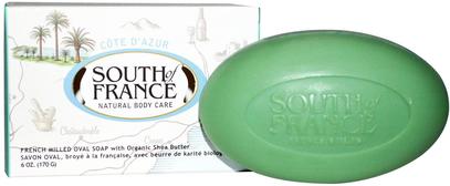 South of France, Cote D Azur, French Milled Bar Oval Soap with Organic Shea Butter, 6 oz (170 g) ,حمام، الجمال، الصابون، زبدة الشيا
