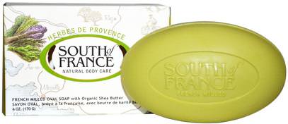 South of France, Herbes De Provence, French Milled Oval Soap with Organic Shea Butter, 6 oz (170 g) ,حمام، الجمال، الصابون، زبدة الشيا