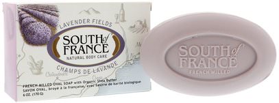 South of France, Lavender Fields, French Milled Oval Soap with Organic Shea Butter, 6 oz (170 g) ,حمام، الجمال، الصابون، زبدة الشيا
