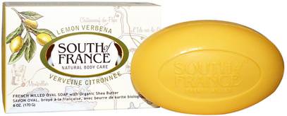 South of France, Lemon Verbena, French Milled Oval Soap with Organic Shea Butter, 6 oz (170 g) ,حمام، الجمال، الصابون، زبدة الشيا