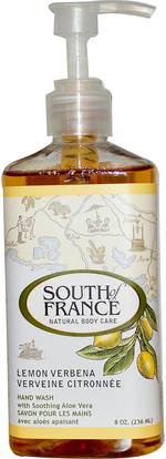South of France, Lemon Verbena, Hand Wash with Soothing Aloe Vera, 8 oz (236 ml) ,حمام، الجمال، الصابون