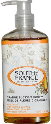 South of France, Orange Blossom Honey, Hand Wash with Soothing Aloe Vera, 8 oz (236 ml) ,حمام، الجمال، الصابون