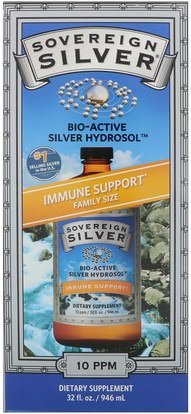 Sovereign Silver, Bio-Active Silver Hydrosol, Immune Support, 10 ppm, 32 fl oz (946 ml) ,المكملات الغذائية، الفضة الغروية، المعادن، المعادن السائلة، هدروسول الفضة