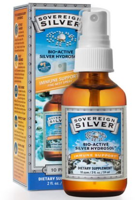Sovereign Silver, Bio-Active Silver Hydrosol, Immune Support, Fine-Mist Spray, 10 ppm, 2 fl oz (59 mL) ,والملاحق، والمعادن، والفضة الغروية