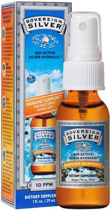 Sovereign Silver, Bio-Active Silver Hydrosol, Immune Support, Fine-Mist Spray, 10 ppm, 1 fl oz (29 mL) ,والملاحق، والمعادن، والفضة الغروية