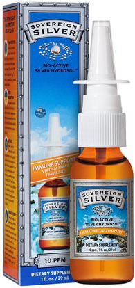 Sovereign Silver, Bio-Active Silver Hydrosol, Immune Support, Vertical Spray, 10 ppm, 1 fl oz (29 ml) ,والملاحق، والمعادن، والفضة الغروية