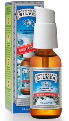 Sovereign Silver, Silver, First Aid Gel, 1 fl oz (29 ml) ,والمكملات، والفضة الغروية، والإصابات تحرق