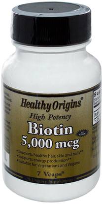 Special, Healthy Origins, Biotin, High Potency, 5000 mcg, 7 Vcaps ,الفيتامينات، فيتامين ب، البيوتين