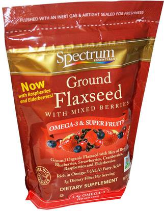Spectrum Essentials, Ground Flaxseed with Mixed Berries, 12 oz (340 g) ,المكملات الغذائية، بذور الكتان