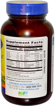 Herb-sa Earthrise, Spirulina Natural, 500 mg, 180 Tablets