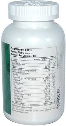 Herb-sa Source Naturals, Spirulina, 500 mg, 500 Tablets