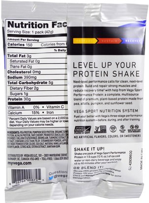 Herb-sa Vega, Sport, Performance Protein Drink Mix, Berry Flavor, 1.5 oz (42 g)