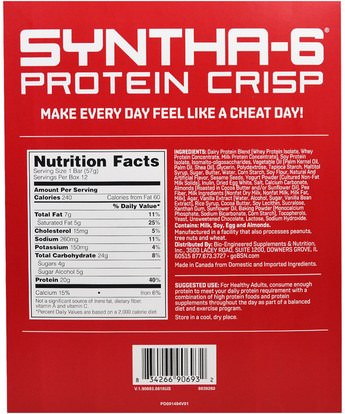 الرياضة بروتين، الرياضة، بروتين أشرطة BSN, Syntha-6 Protein Crisp, Salted Toffee Pretzel Flavor, 12 Bars, 2.01 oz (57 g)