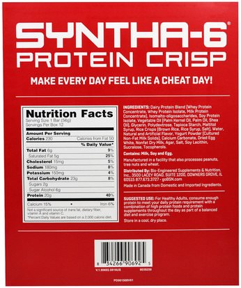 الرياضة بروتين، الرياضة، بروتين أشرطة BSN, Syntha-6 Protein Crisp, Vanilla Marshmallow Flavor, 12 Bars, 1.97 oz (56 g) Each