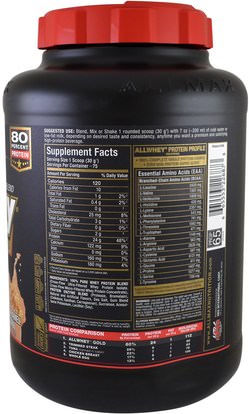 رياضات ALLMAX Nutrition, AllWhey Gold, 100% Whey Protein + Premium Whey Protein Isolate, Salted Caramel Popcorn, 5 lbs. (2.27 kg)