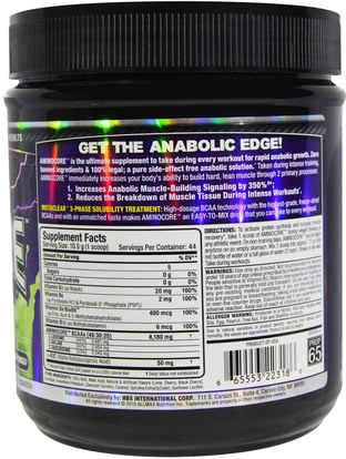 رياضات ALLMAX Nutrition, Aminocore, BCAA Max Strength, 8G Branched Chain Amino Acid, Gluten Free, Key Lime Cherry, 1 lbs (462 g)