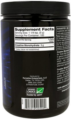 والرياضة، ومسحوق الكرياتين، تجريب Dymatize Nutrition, Creatine Micronized, 17.6 oz (500 g)