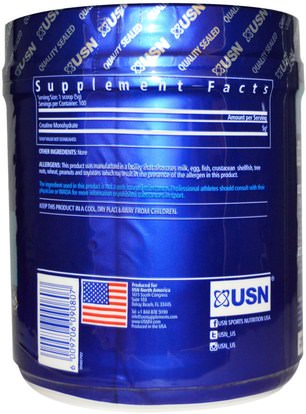 والرياضة، ومسحوق الكرياتين، تجريب USN, Creatine, Pure Micronized Powder, Unflavored, 1.1 lbs (500 g)