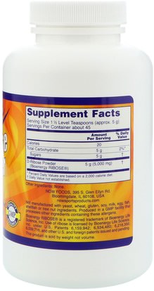 الرياضة، د ريبوز Now Foods, Sports, D-Ribose Powder, 8 oz (227 g)