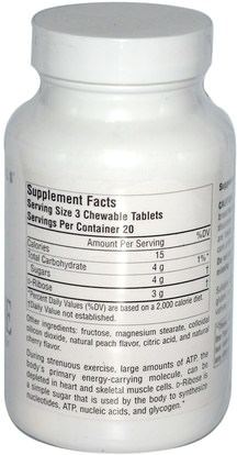 الرياضة، د ريبوز Source Naturals, D-Ribose, Fruit Flavored, 60 Chewable Tablets
