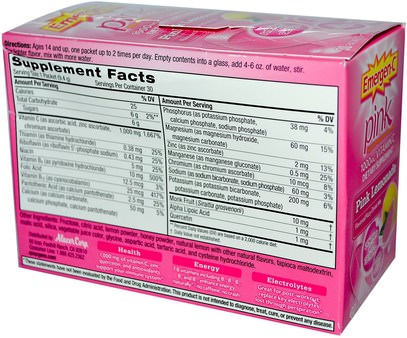 والرياضة، بالكهرباء شرب التجديد Emergen-C, Pink, 1,000 mg Vitamin C, Pink Lemonade, 30 Packets, 9.9 g Each