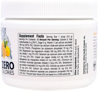 والرياضة، بالكهرباء شرب التجديد Ultima Health Products, Ultima Replenisher Electrolyte Powder, Lemonade, 3.7 oz (105 g)