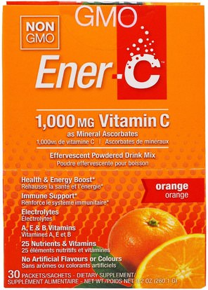 والرياضة، والكهرباء بالكهرباء شرب التجديد، وفيتامين ج Ener-C, Vitamin C, Effervescent Powdered Drink Mix, Orange, 30 Packets, 9.2 oz (260.1 g)