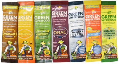 الرياضة، اللياقة البدنية زجاجات المياه شاكر الكؤوس Amazing Grass, Green Superfood Shaker Cup and 7 Flavors of Green Superfood, 1 - 20 oz Cup, 7 Packets (7 g) Each