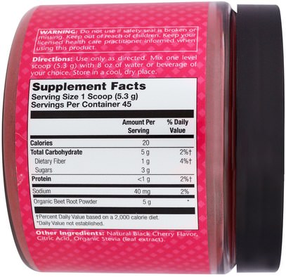 والرياضة، والأعشاب، وجذر البنجر الجذر Natural Sport, Beetroot Sport Powder, Black Cherry Flavor, 8.5 oz (242 g)