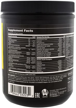 والرياضة، والعضلات Universal Nutrition, The Original Animal Pak, Animal Training Powder, Cherry Berry, 369 g
