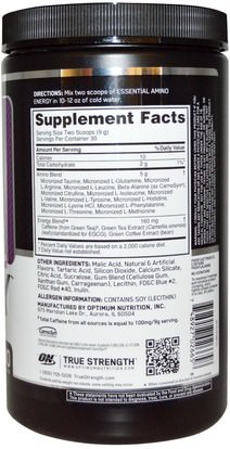 رياضات Optimum Nutrition, Essential Amino Energy, Concord Grape, 9.5 oz (270 g)