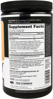 رياضات Optimum Nutrition, Essential Amino Energy, Peach Lemonade, 9.5 oz (270 g)
