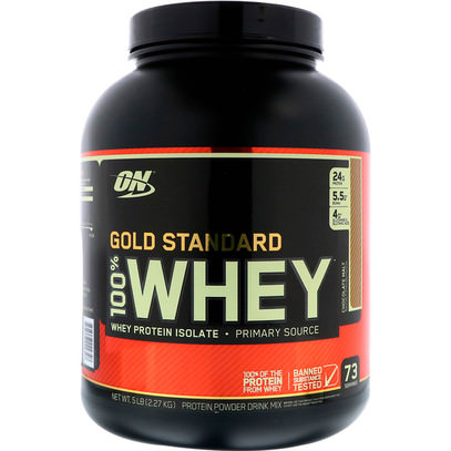 رياضات Optimum Nutrition, Gold Standard, 100% Whey, Chocolate Malt, 5 lbs (2,273 g)