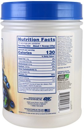 رياضات Optimum Nutrition, Greek Yogurt, Protein Smoothie, Blueberry, 1.02 lb (464 g)