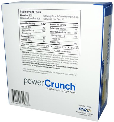 والرياضة، والبروتين أشرطة BNRG, Power Crunch Protein Energy Bar, French Vanilla Creme, 12 Bars, 1.4 oz (40 g) Each
