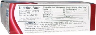 والمنتجات الحساسة للحرارة، والرياضة، والحانات البروتين HealthSmart Foods, Inc., ChocoRite Protein Bar, Butter Pecan, 12 Bars, 2.26 oz (64 g) Each