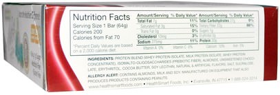 والمنتجات الحساسة للحرارة، والرياضة، والحانات البروتين HealthSmart Foods, Inc., ChocoRite Protein Bar, Caramel Mocha, 12 Bars, 2.26 oz (64 g) Each