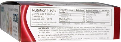 والمنتجات الحساسة للحرارة، والرياضة، والحانات البروتين HealthSmart Foods, Inc., ChocoRite Protein Bar, Cinnamon Bun, 12 Bars, 2.26 oz (64 g) Each