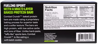 والرياضة، والبروتين أشرطة MusclePharm, Combat Crunch, Chocolate Coconut, 12 Bars, (63 g) Each